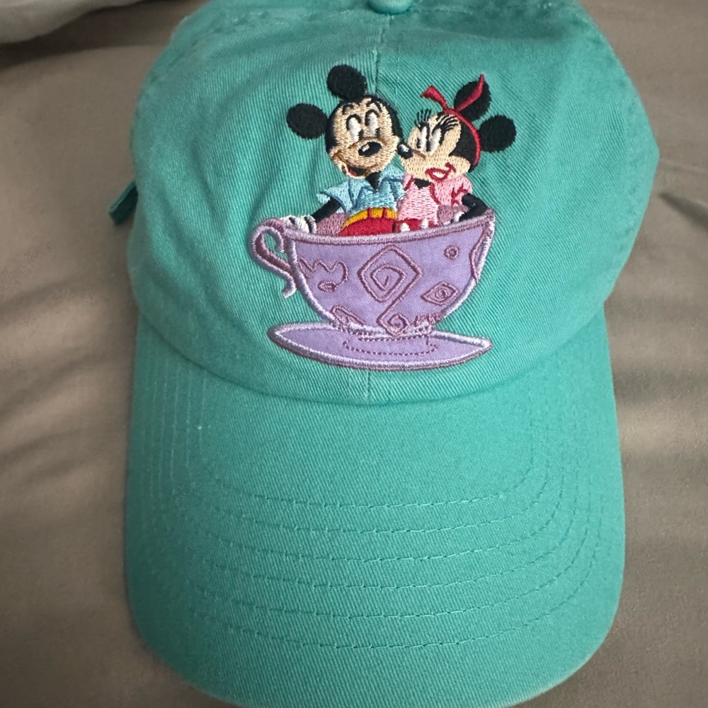 Disney Teal Hat with Mickey and Minnie Embroidery Teacup